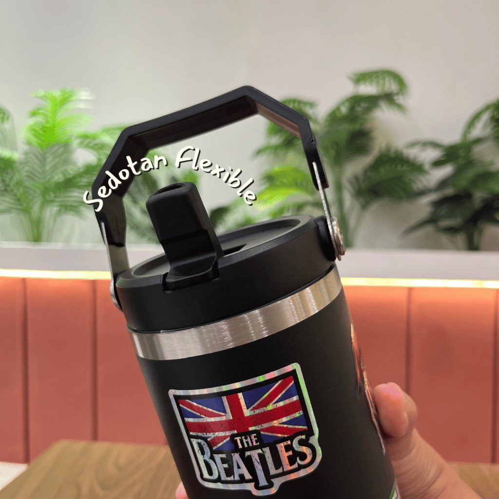 [BLACK] Tumbler Gangsta Handle Stainless Steel 900ML Vacuum Insulated 30 Oz Band Premium Quality foto 4