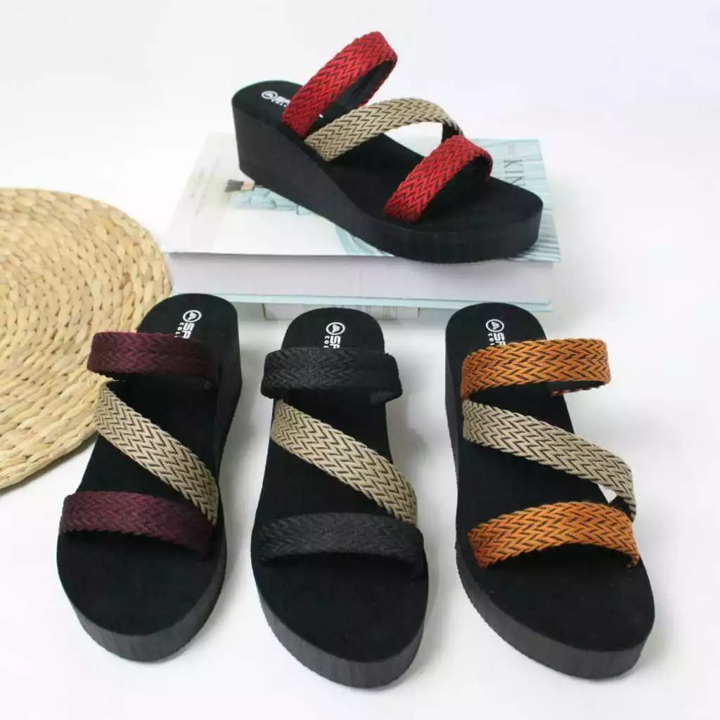 Sandal Wedges Wanita Dewasa Selop Rajut Turki Notice Terbaru - Gambar 2