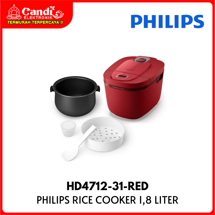 PHILIPS Rice Cooker Digital 1,8 Liter Penanak Nasi HD4712-31-RED - Gambar 3
