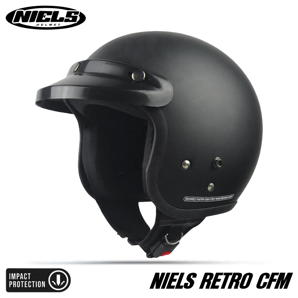 NIELS - Helm Bogo Retro Polos Dewasa Kaca Datar / Kaca Cembung SNI Motorcycle