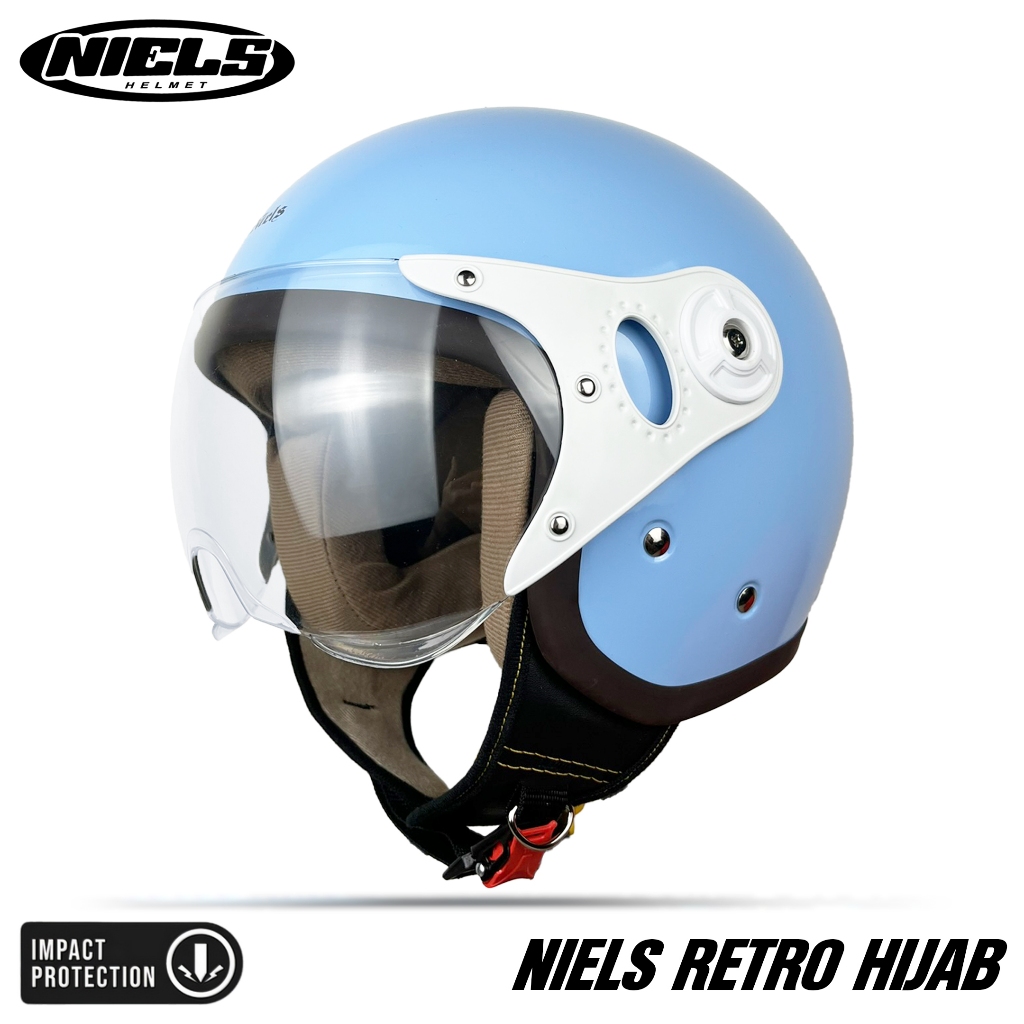 NIELS - Helm Bogo Retro Hijab Dewasa Lilac Kaca Pilot SNI Motorcycle - Gambar 4