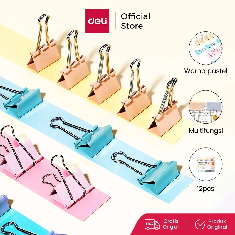 Deli Binder Clip /  Klip Binder / Penjepit Kertas Warna-Warni Pastel 855XA