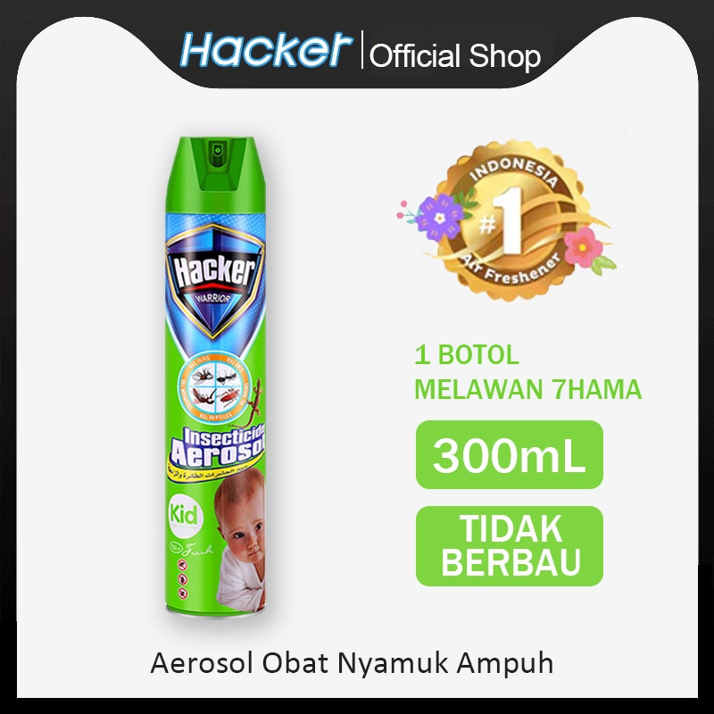 Hacker Aerosol 300mL / Semprot Obat Nyamuk Ampuh - Bunuh Nyamuk Penyebab Demam Berdarah (DBD)