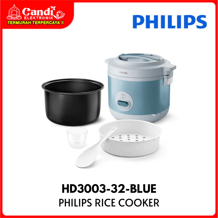 PHILIPS Rice Cooker 3in1 Penanak Nasi Kapasitas 1,8 Liter HD3003-32-BLUE - Gambar 2