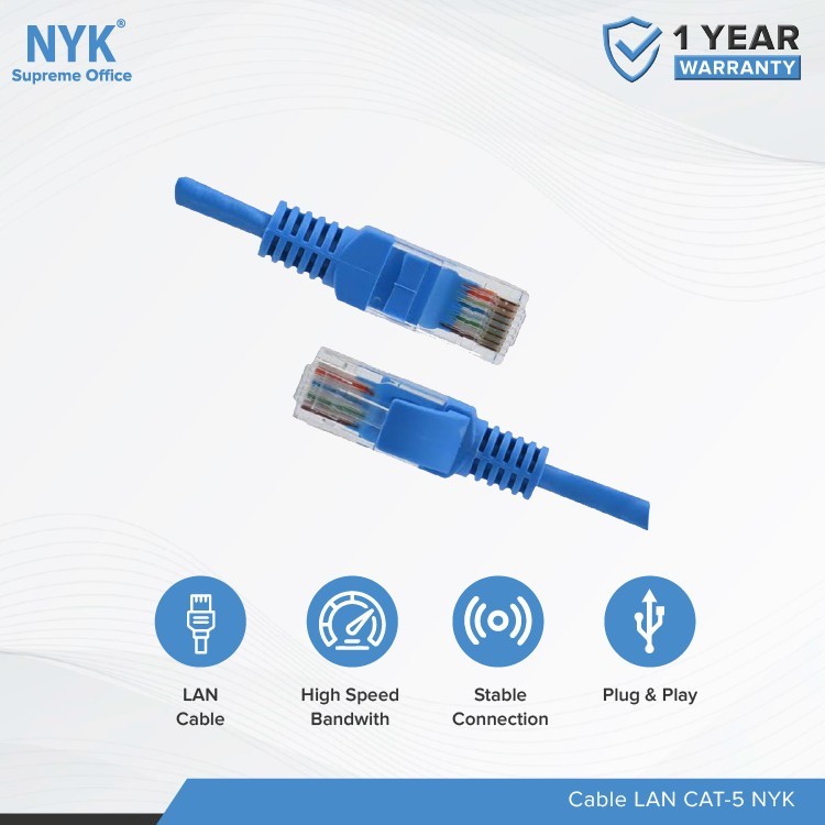NYK Supreme Kabel LAN Cat5 / Cat5e / Cat 5 RJ45 Ethernet Network Cable - Gambar 4
