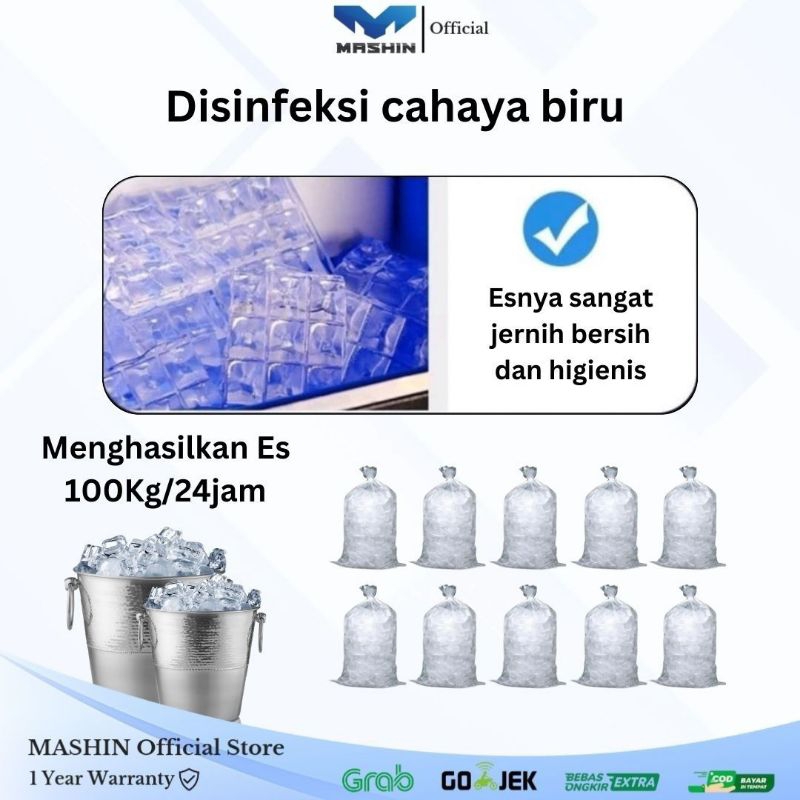 Mashin - Mesin Pembuat Es Batu 100kg/Hari Ice Maker Kapasitas Besar HZ100 - Gambar 2