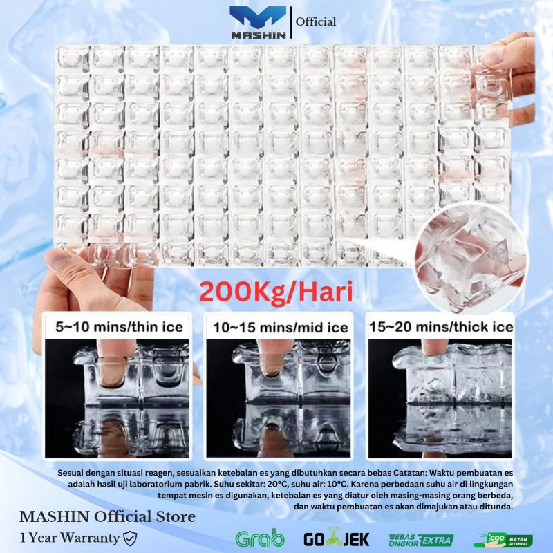 Mashin - Mesin Pembuat Es Batu 150-200kg/hari Kristal Ice Cube Maker Machine - Gambar 3