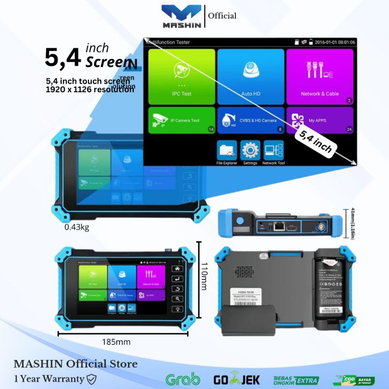 Mashin - CCTV IPC Tester 5100 Plus HDMI/VGA Input IP dan Analog Smart Cable Tester - Gambar 3