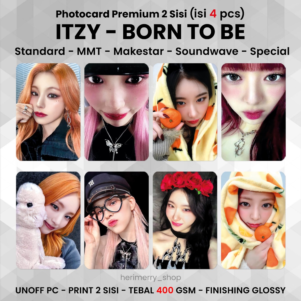 4 PCS) ITZY BORN TO Photocard Be - Premium 2-Sided PC Photocard
