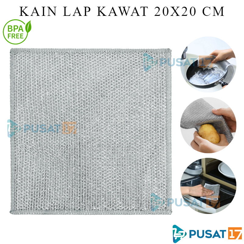 PUSAT17 KAIN LAP KAWAT 20 X 20CM KAIN LAP DAPUR SIKAT KAWAT CUCI PIRING SERBAGUNA KAIN SIKAT KAWAT PEMBERSIH NODA SIKAT PEMBERSIH PANCI KAIN LAP DAPUR PERAK KAWAT PEMBERSIH KERAK KITCHEN MESH