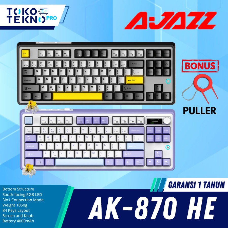 Ajazz AK870 / AK-870 HE Screen Wireless / Wired Gaming Keyboard Rapid Trigger Magnetic Switch RGB