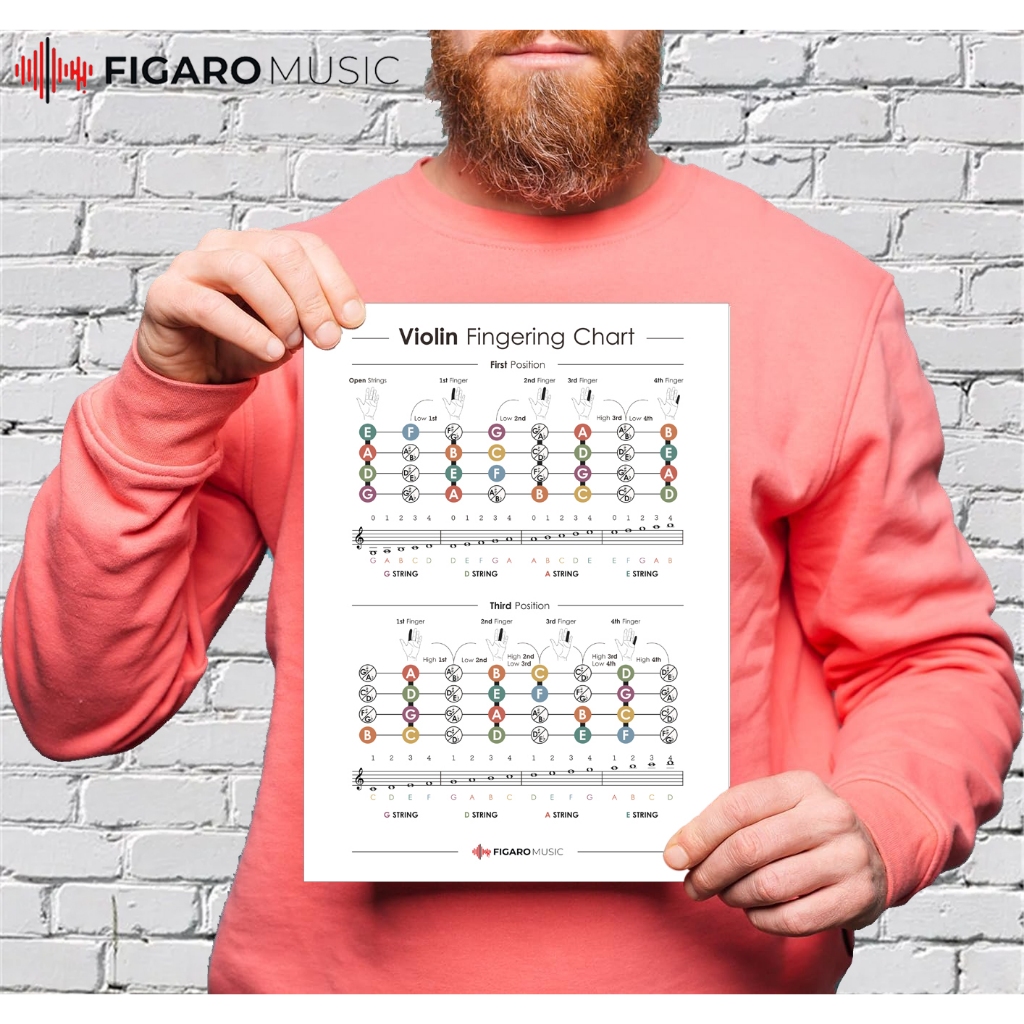 Violin Fingering Chart Poster - Violin Notation Position Poster ...