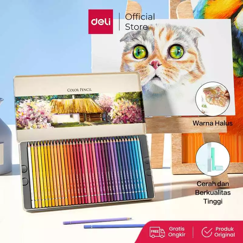 Deli High-grade Oil Pencil Color Pensil Warna Minyak 48/72 Warna 6567 6568