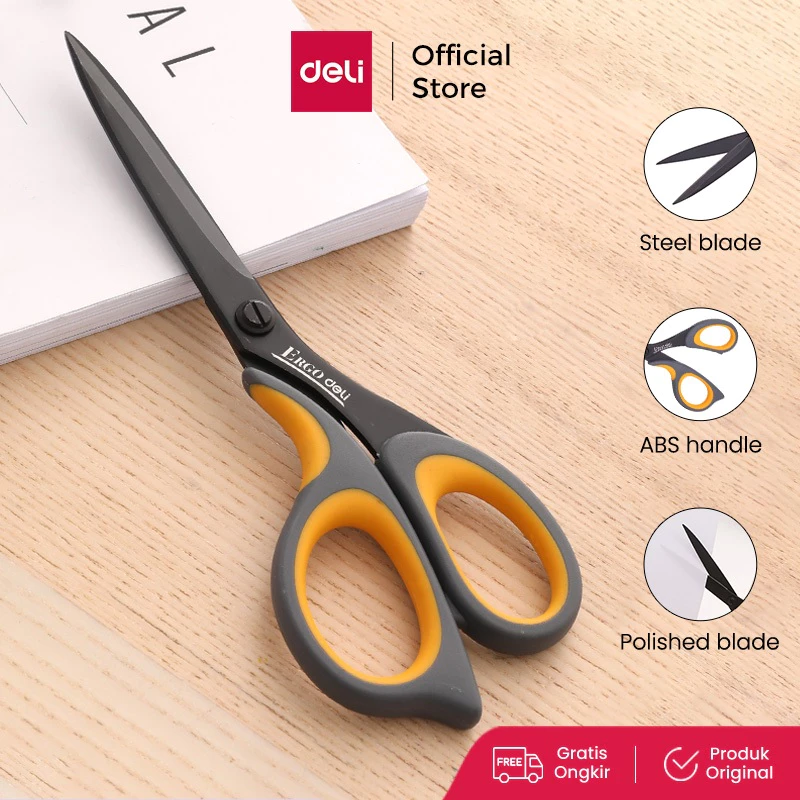 Deli Teflon Scissors / Gunting Teflon 210mm Anti Lengket Desain Ergonomis E77757
