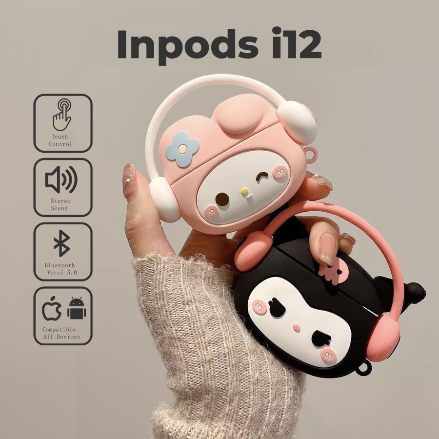 Matei Headset Bluetooth inpods i12 TWS Earphone Bluetooth Bass Wireless Ear Stereo HIFI Casing Lucu Headphone gaming