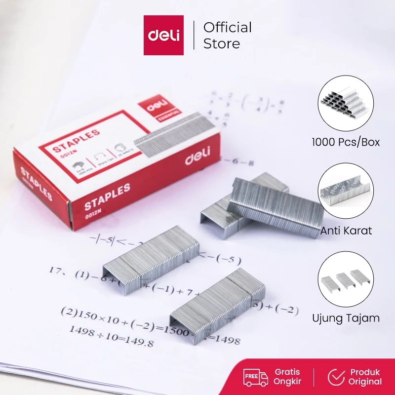 Deli Isi Ulang Refill Staples Anti karat ujung runcing untuk hasil yang maksimal E0012N