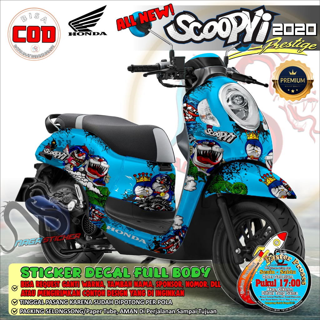 Fullbody Decal Sticker HONDA SCOOPY 2020 Prestige Doraemon Motif NS1304 ...