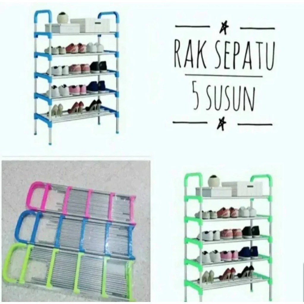 5 Tier Iron Shoe Rack - 5 Tier Sandal Shoe Rack - Portable Shoe Rack ...