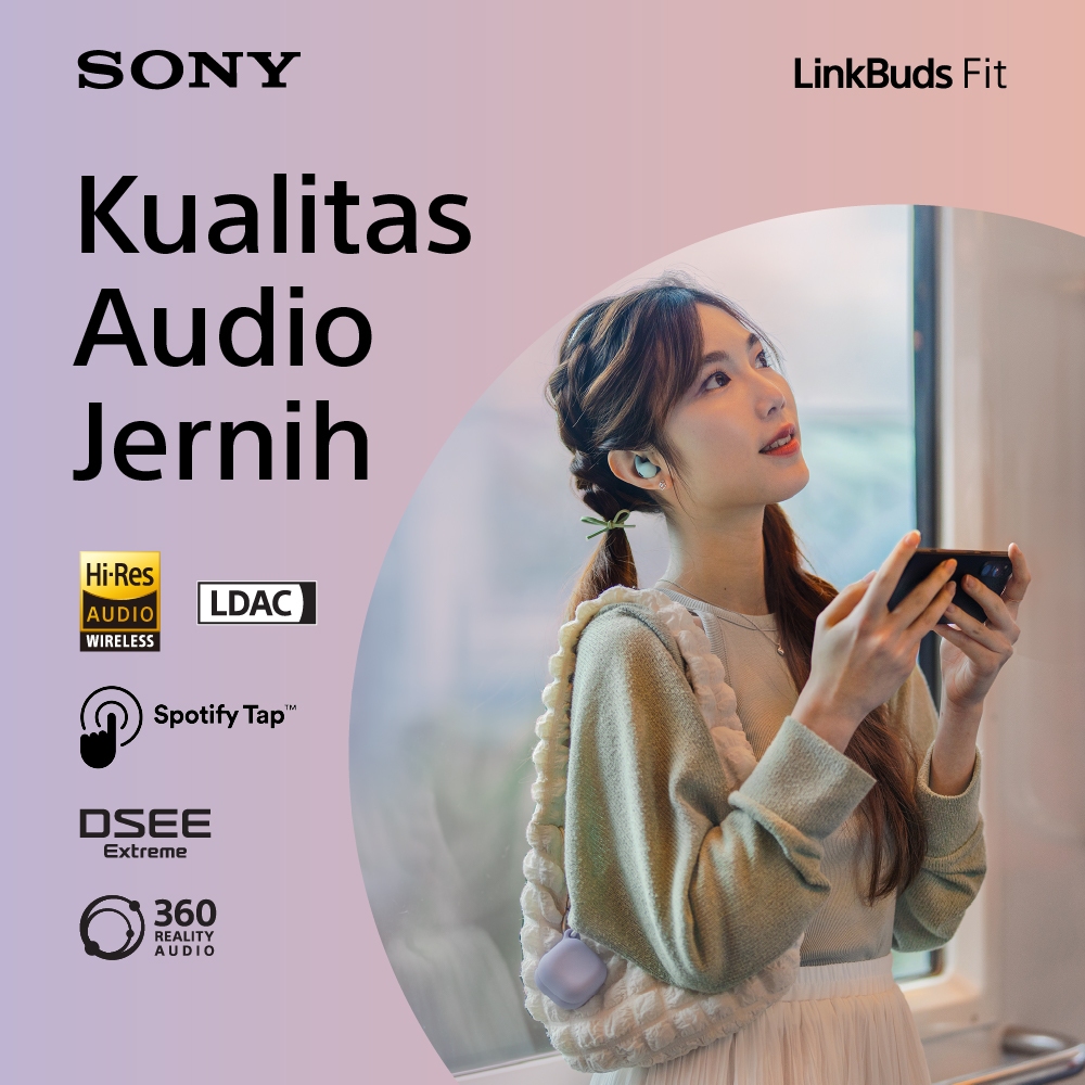 SONY LinkBuds Fit TWS Truly Wireless Noise Cancelling Earbuds with Bluetooth 5.3, Adaptive Sound, 24 Hours Battery, IPX4 - Gambar 3