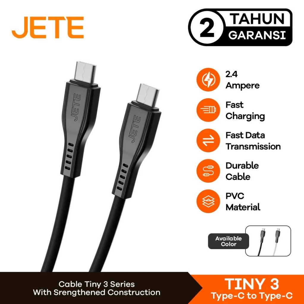 Kabel Data 65Watt Type C to Type C JETE Tiny 3 Fast Charging  - Garansi 2 Tahun