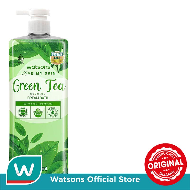 Watsons Green Tea Scented Cream Bath 1000ml - Gambar 2