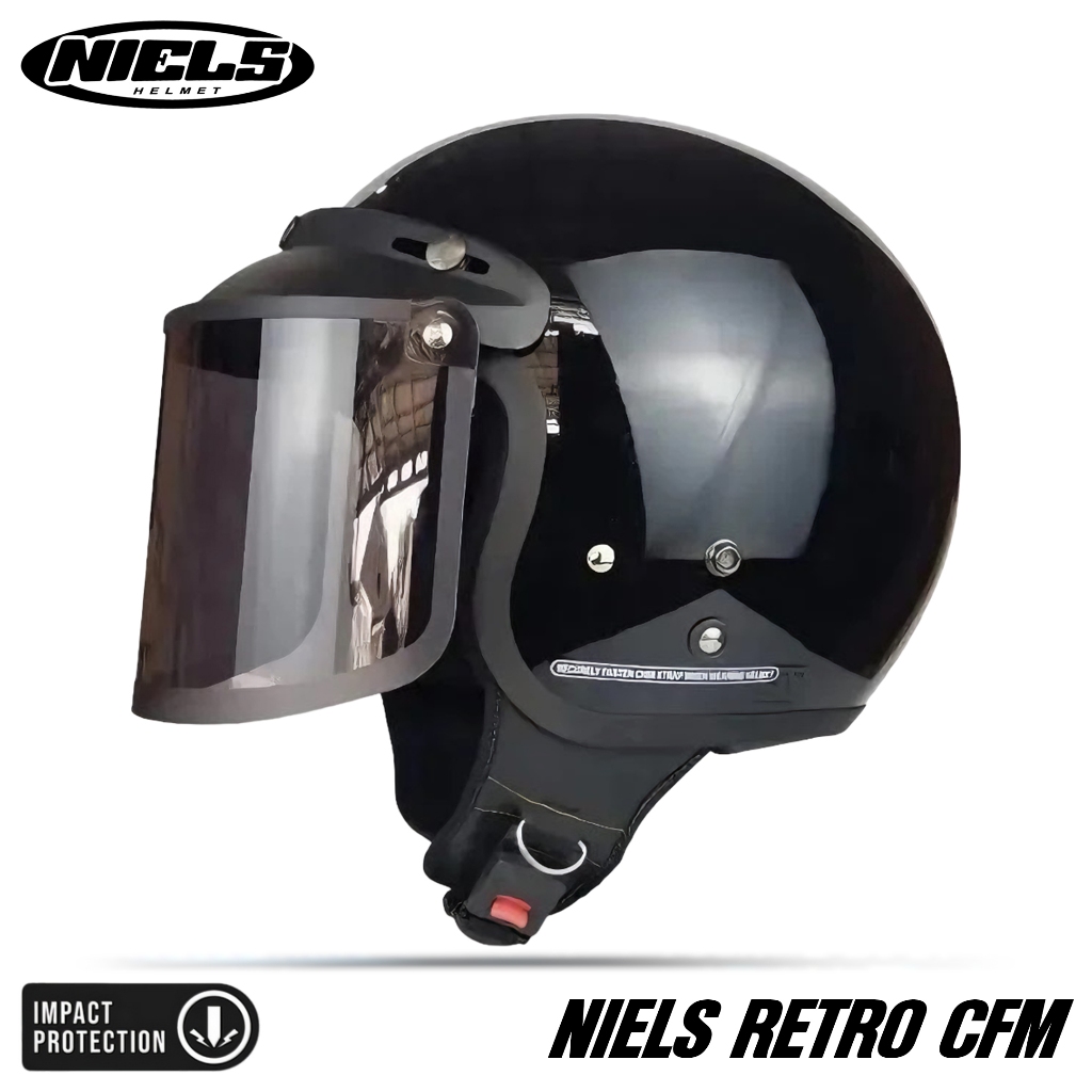NIELS - Helm Bogo Retro Dewasa Kaca Datar / Kaca Cembung SNI Motorcycle