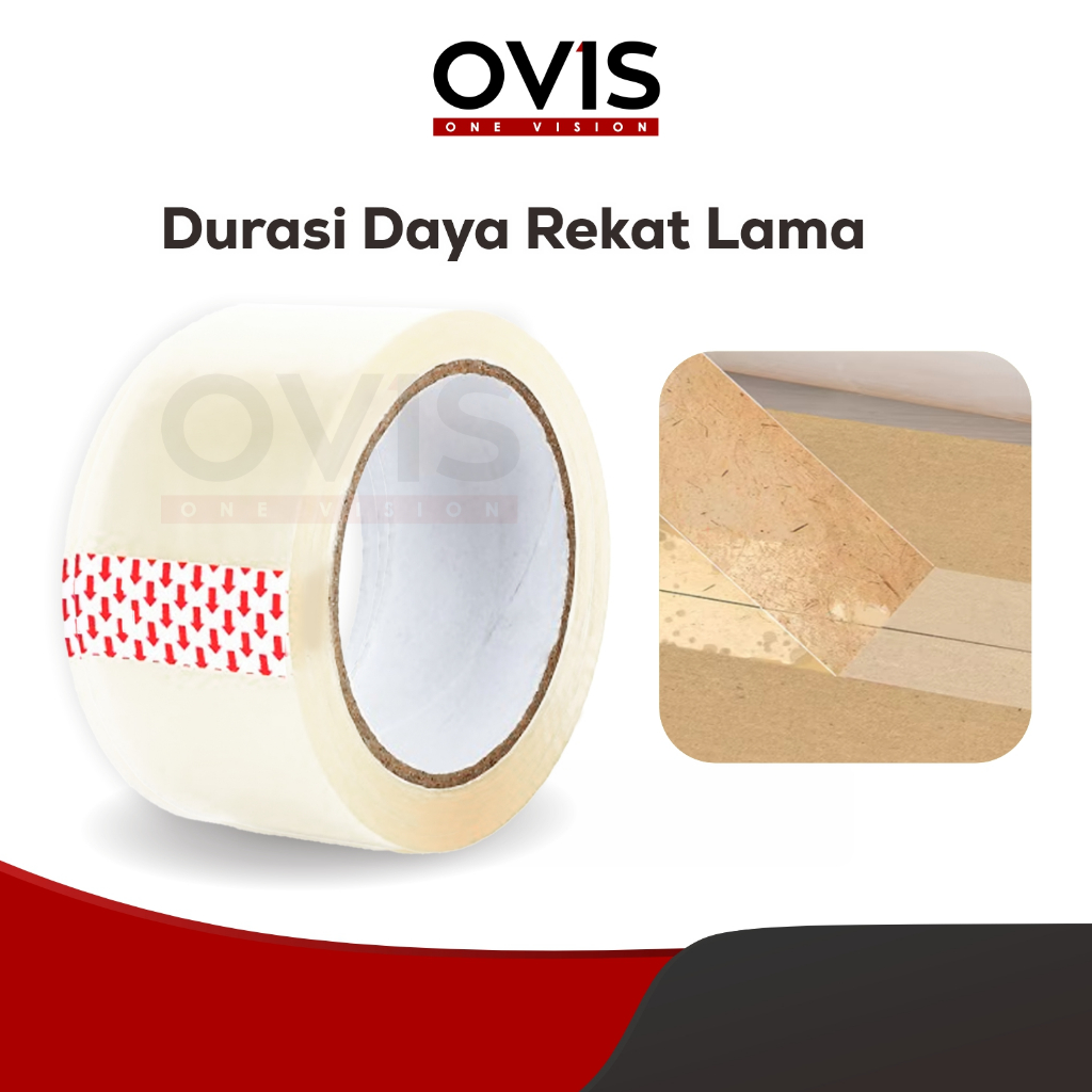 Lakban Isolasi 2 Inch x 200 Yard Coklat Dan Putih Bening Clear Transparan OVIS - Gambar 2