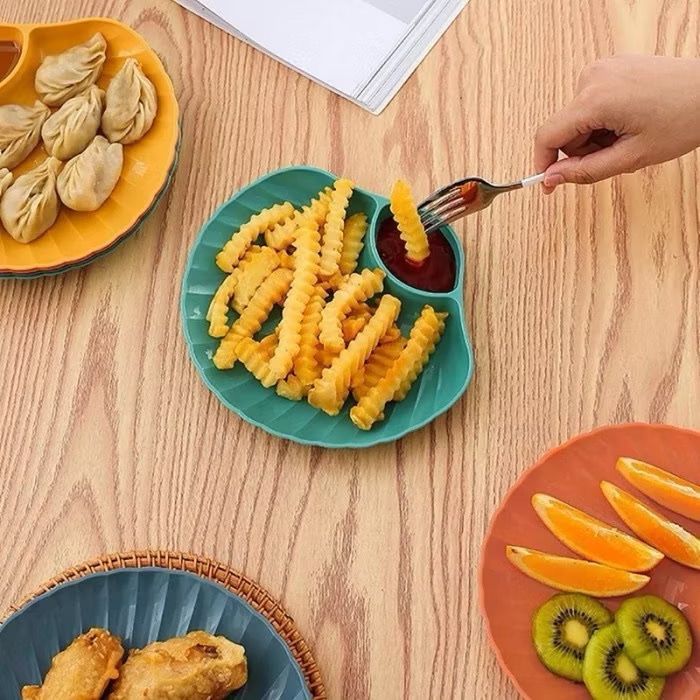 Dreamyhouse 4PCS PIRING KERANG PLASTIK 2IN1 PIRING MAKAN KECIL WADAH CEMILAN SHELL PLATE - Gambar 2