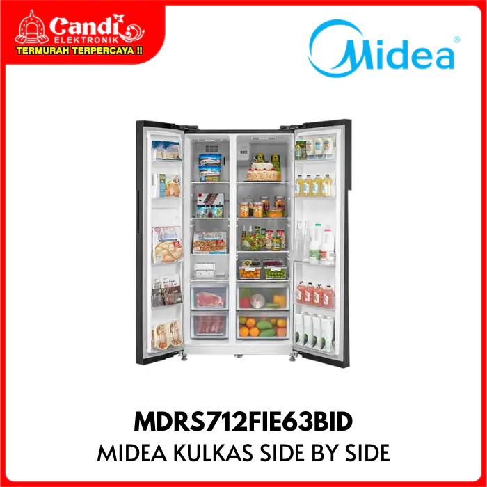 MIDEA Kulkas Side by Side Kapasitas 548 Liter MDRS 712 FIE63 BID Digital Control Inverter Quattro MDRS712FIE63 MDRS712FIE63BID - Gambar 3
