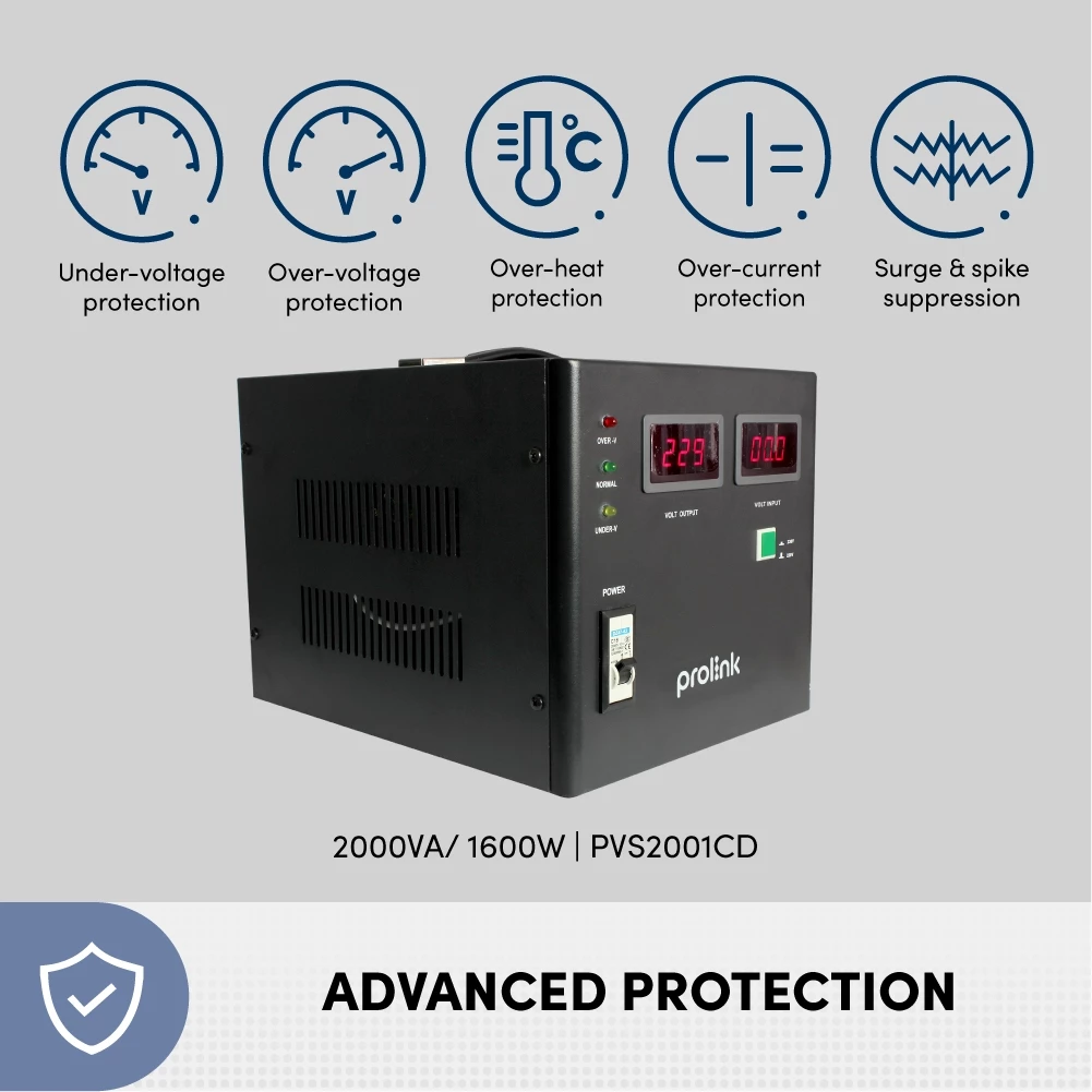 Stabilizer PROLINK AVR Servo Motor Controlled 2000VA - Gambar 2
