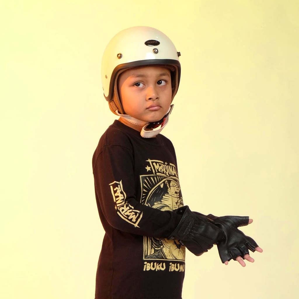 Hawkids Helmet - Openface helm - Trooper Custom - helm Vintage untuk Usia 3-6 Tahun, Nyaman & Aman