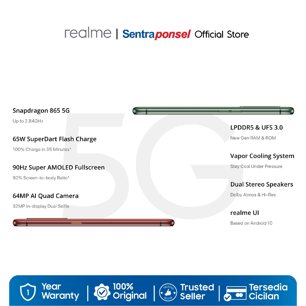 REALME X50 PRO RAM 12GB+256GB GREEN, RED - GARANSI RESMI - Gambar 2