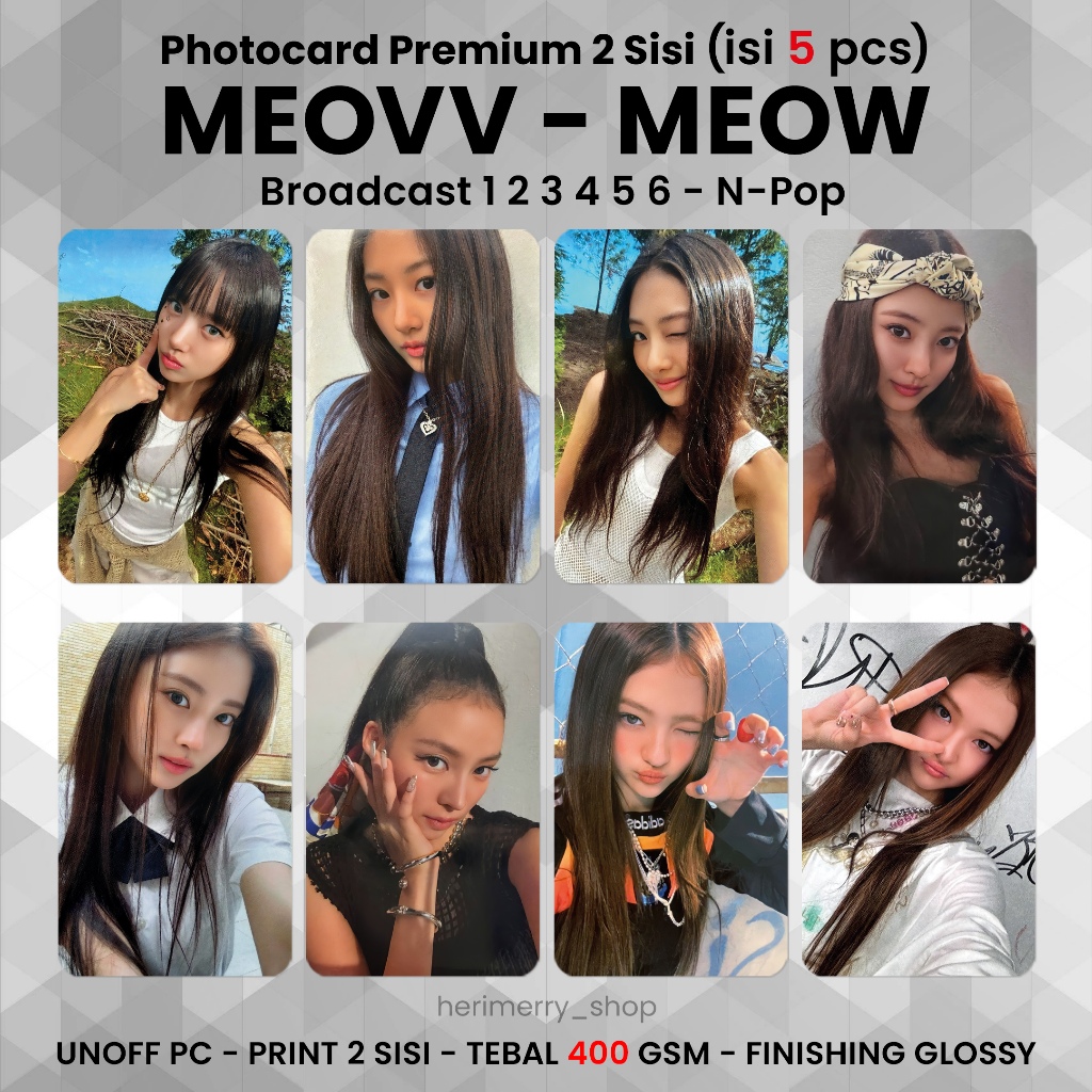 5 PCS) MEOVV MEOW Photocard - Premium 2-Sided PC Photocard