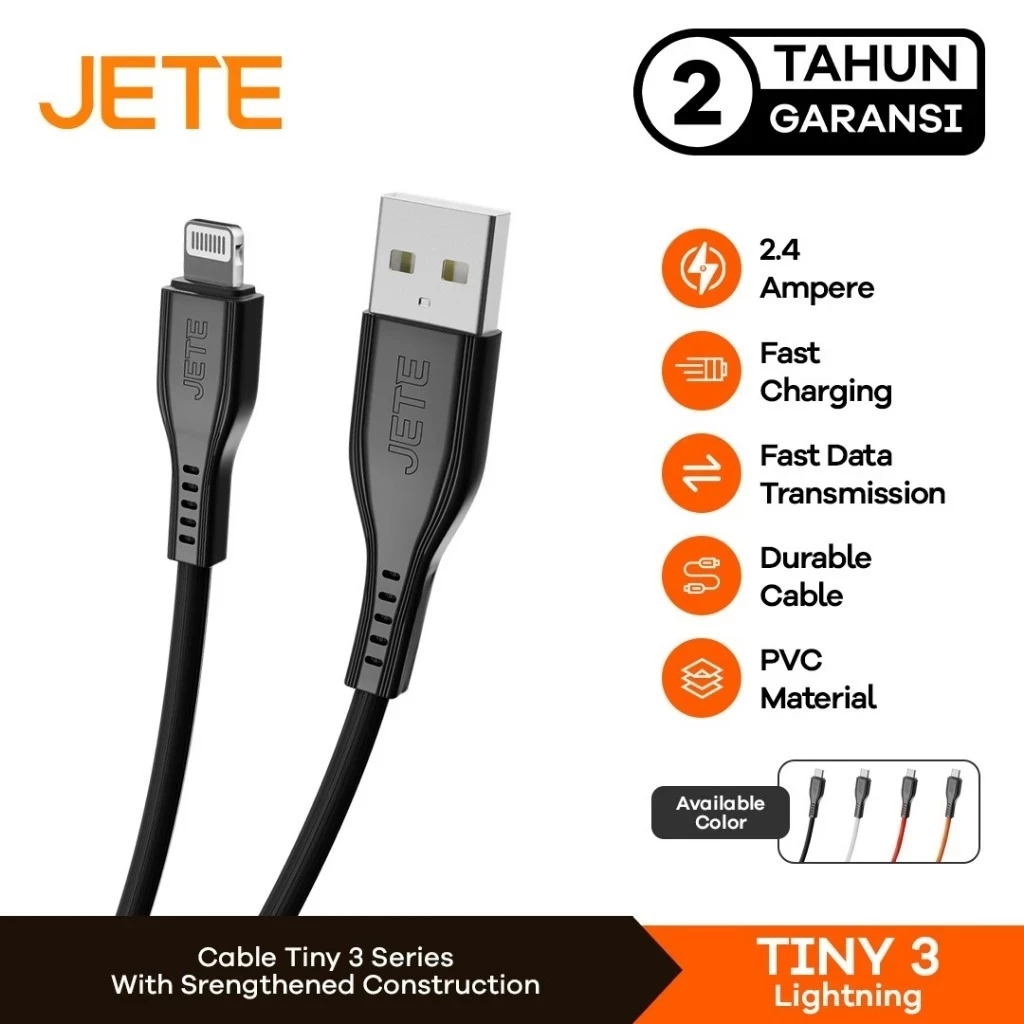 Kabel Data Kabel USB Lightning Fast Charging JETE Tiny 3 - Garansi 2 Tahun