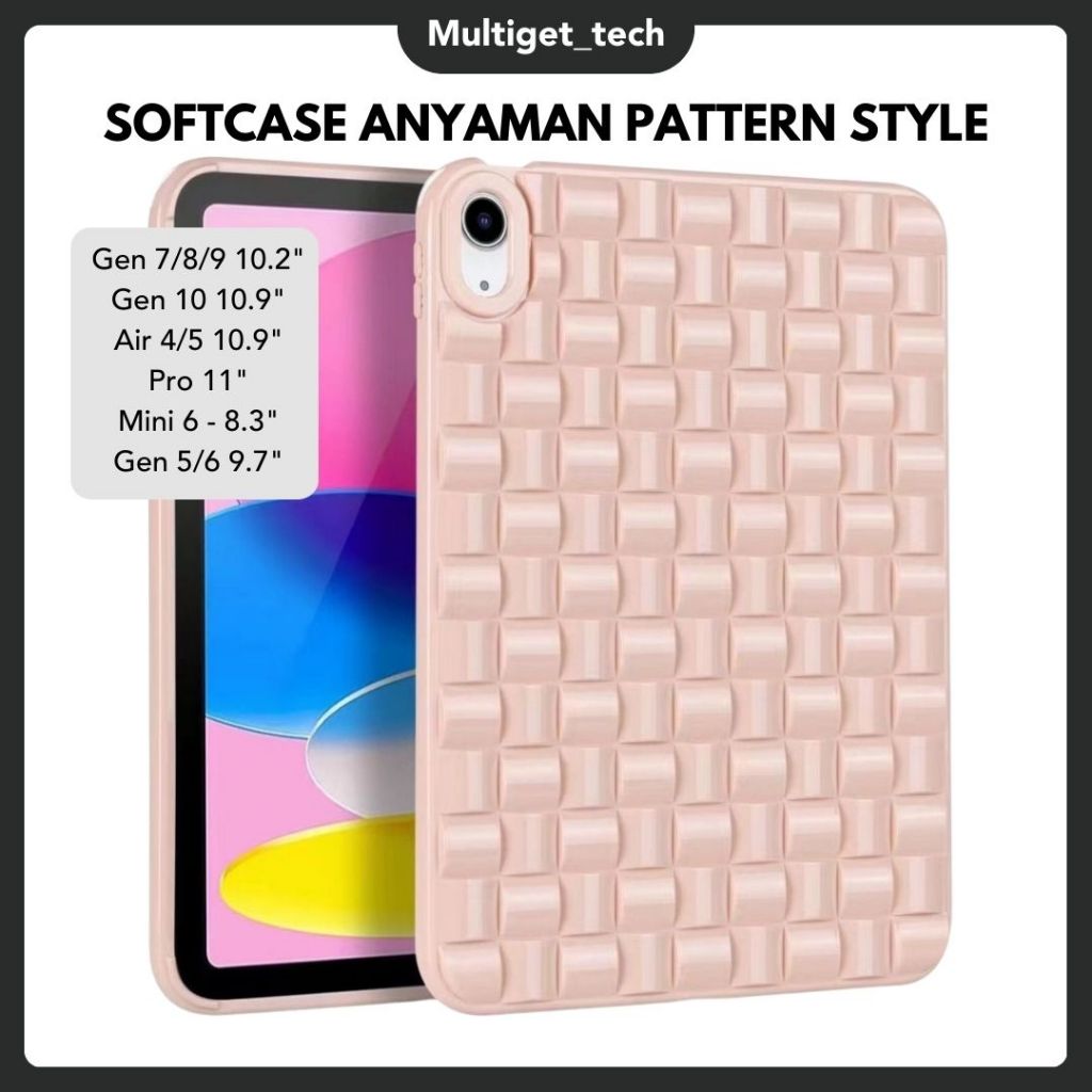 Casing Soft Anyaman Pattern Style Case Compatible With IPad Air 4/5 Ipad 9.7" Gen 5/6 9.7" Ipad 7/8/9 Ipad Gen 10 2023 Pro 11" Mini 6 High Quality