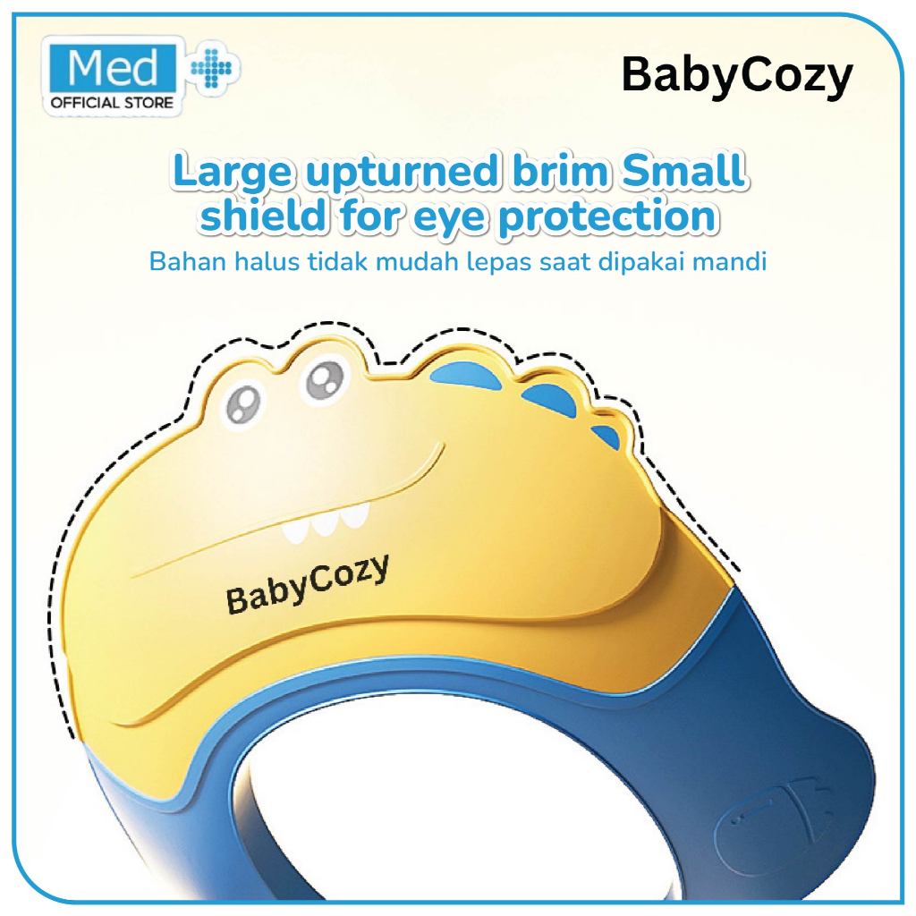 Med+ BabyCozy Topi Keramas Anak Bayi Mahkota Balita Baby Shower Cap Peralatan Mandi Anak Shampoo Pelindung Mandi Rambut - Gambar 4