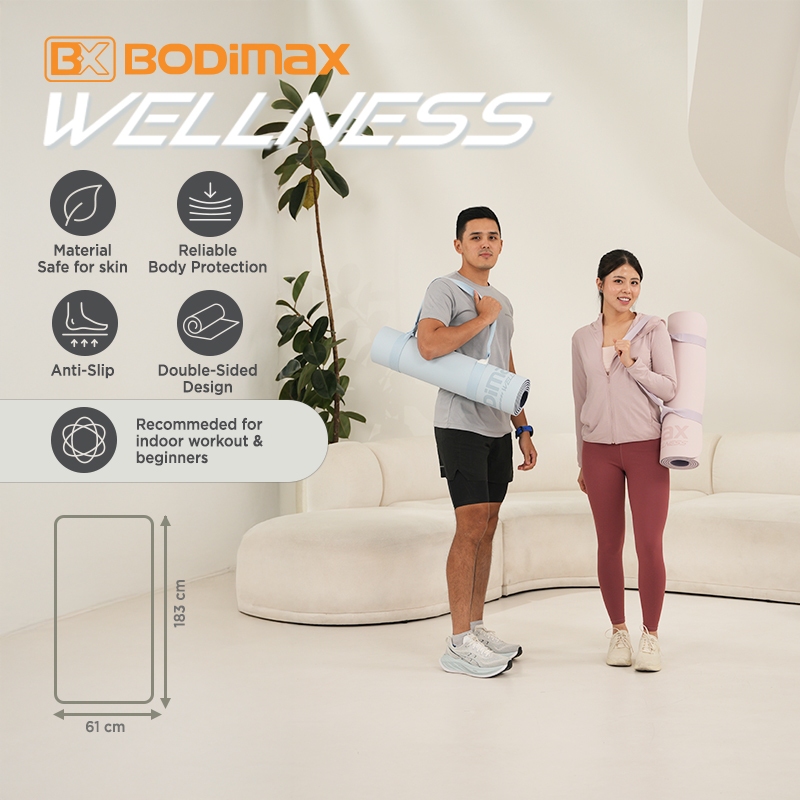 BODIMAX WELLNESS TPE Yoga Mat 8mm Matras Alas Anti Slip Tebal - Gambar 3