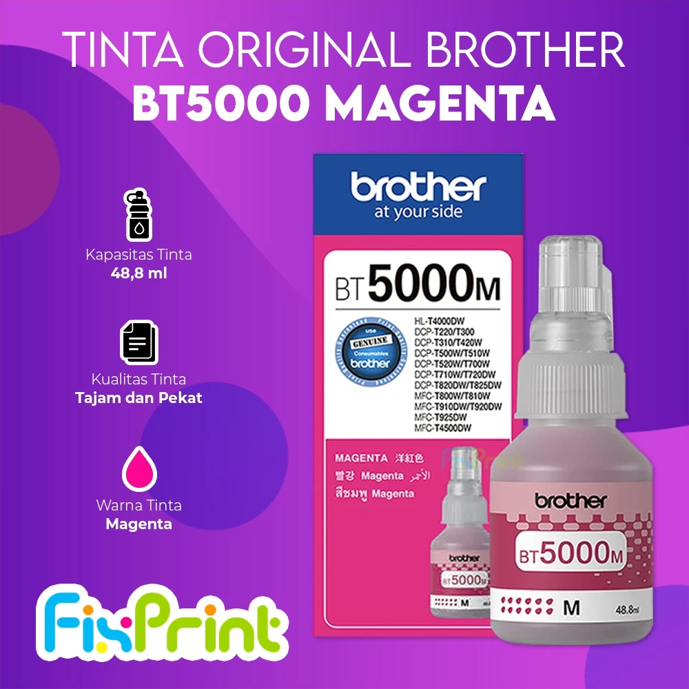 FixPrint Tinta Brother Brother D60bk D60 BT5000 DCP-T220 T220 T420W T720DW T820DW T920DW Original - Gambar 3