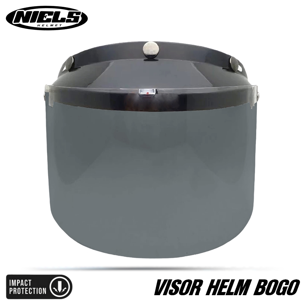 NIELS - Kaca Visor Helm Bogo Cembung Smoke / Datar Smoke Bening Silver Pelangi - Gambar 4