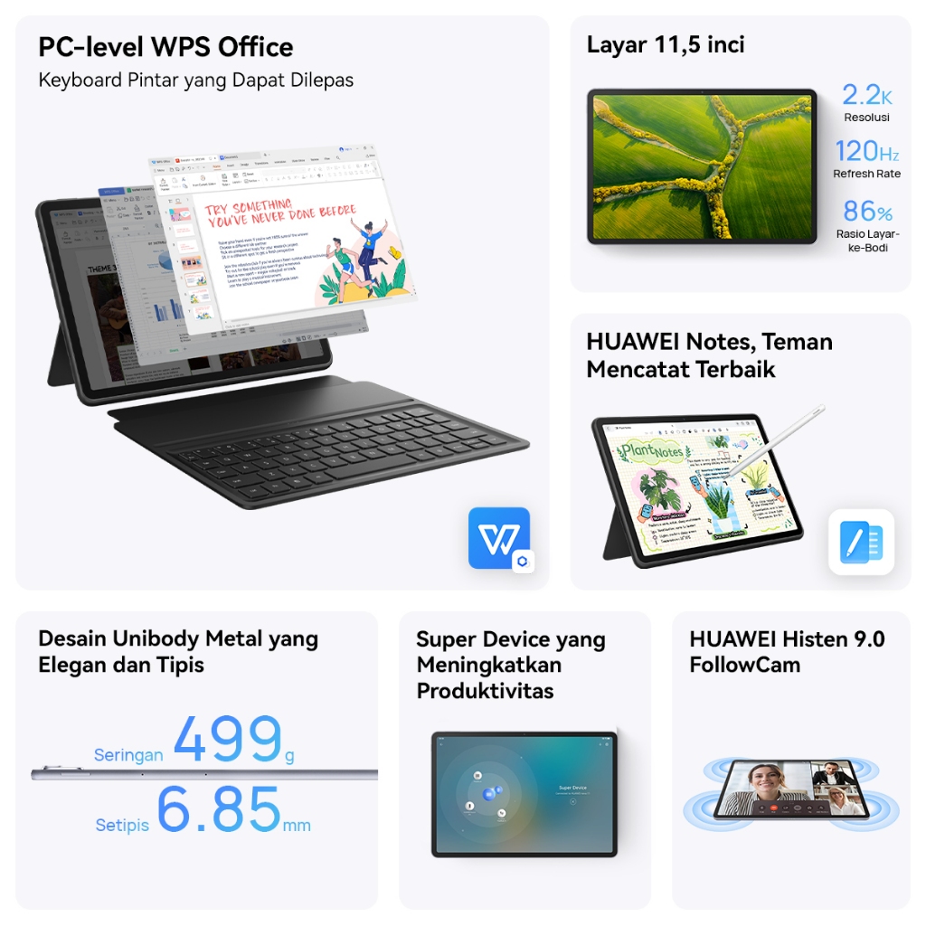 7.7 Voucher s d 20% HUAWEI MatePad 11.5-inch Tablet PC-level WPS Office Keyboard HUAWEI Notes - Gambar 4