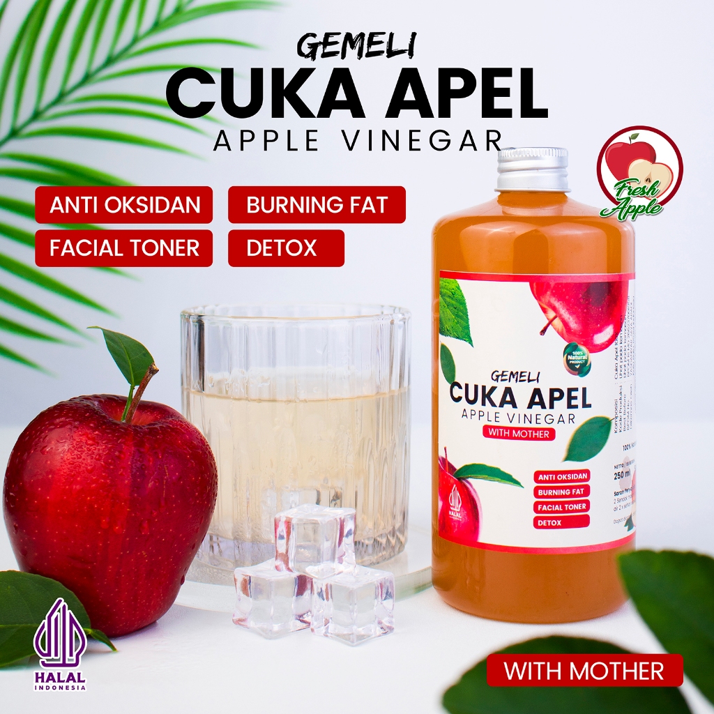 Cuka Apel Asli Gemeli 1000 ML Dengan Mother