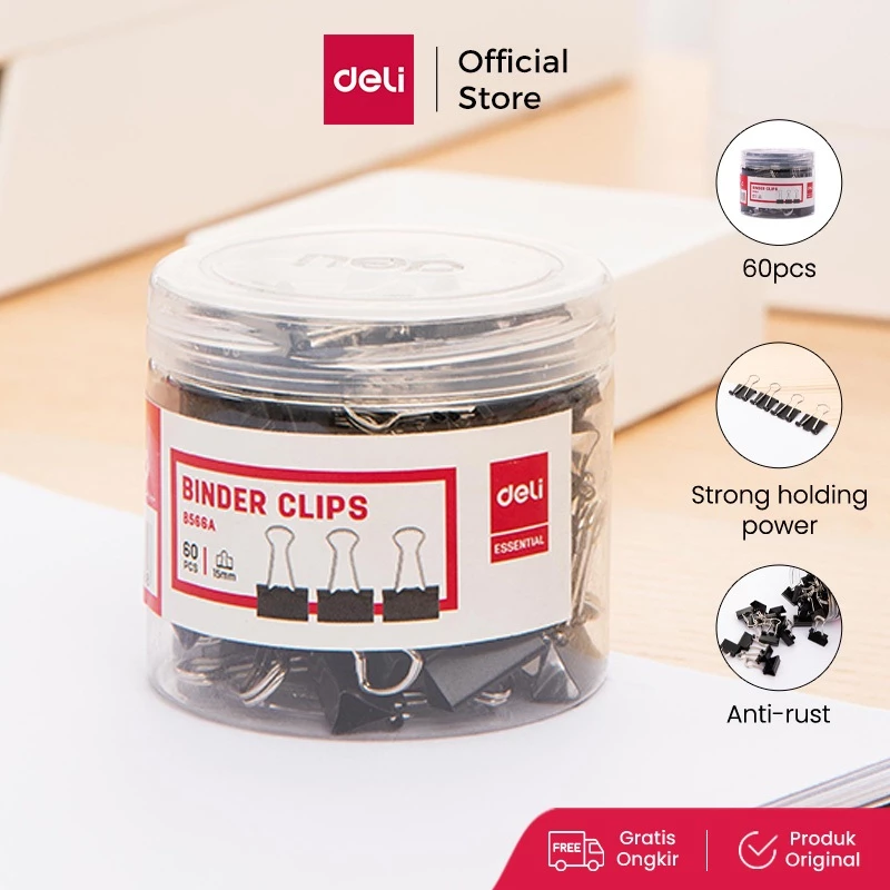 Deli Seri Klip Binder Binder Clip Series Hitam Black 12 Tube 0.4mm thickness E856