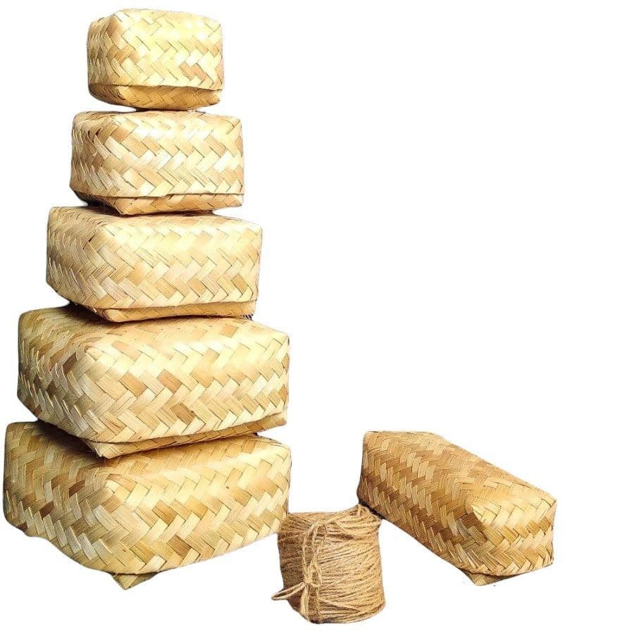 5 pairs Woven bamboo spice containers rice baskets Eid al-adha meat ...