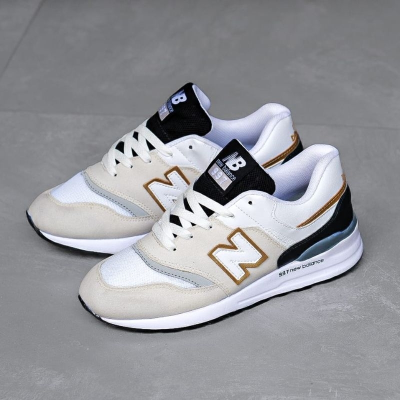 New Balance 997 White Cream Black Gold Authentic Sepatu Shopee Singapore