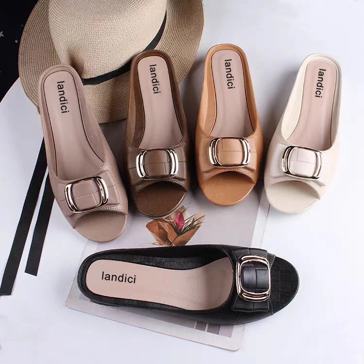 VOOVA Sandal Wanita Fashion Women Single Shoes Sendal Flat Slop Anti Slip