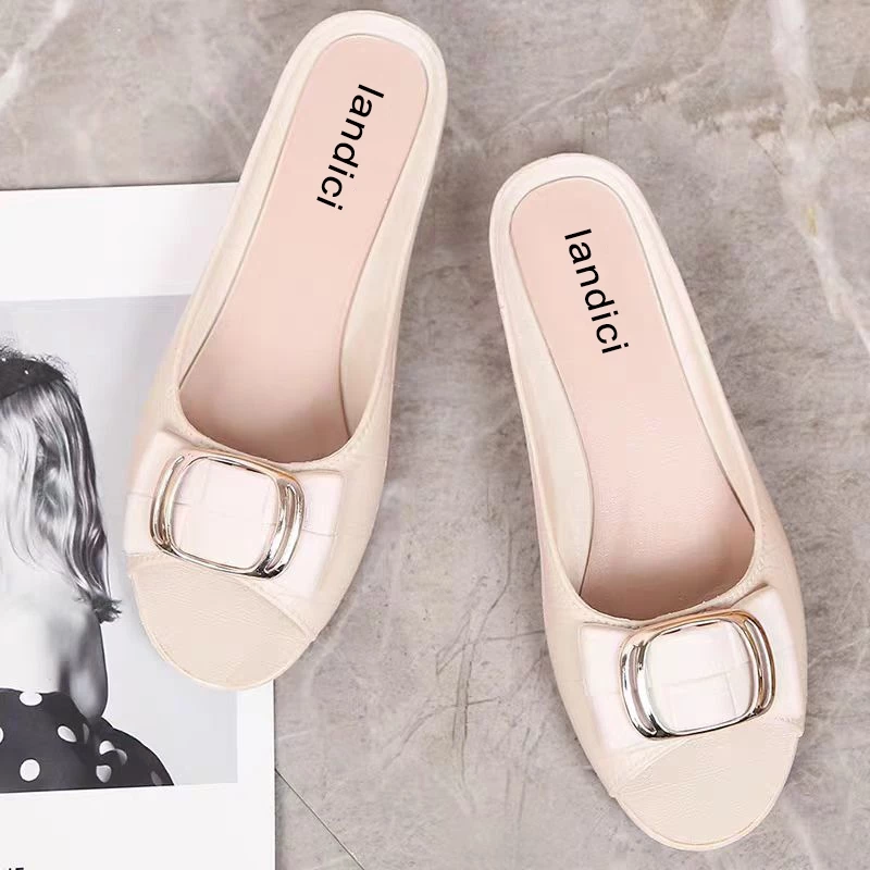 VOOVA Sandal Wanita Fashion Women Single Shoes Sendal Flat Slop Anti Slip - Gambar 4