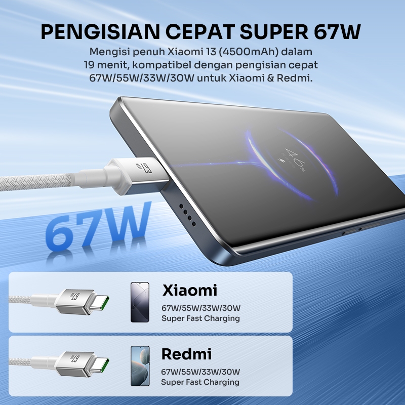Robot Kabel Data RSQC100 Fast Charging 67W 1M - Gambar 3