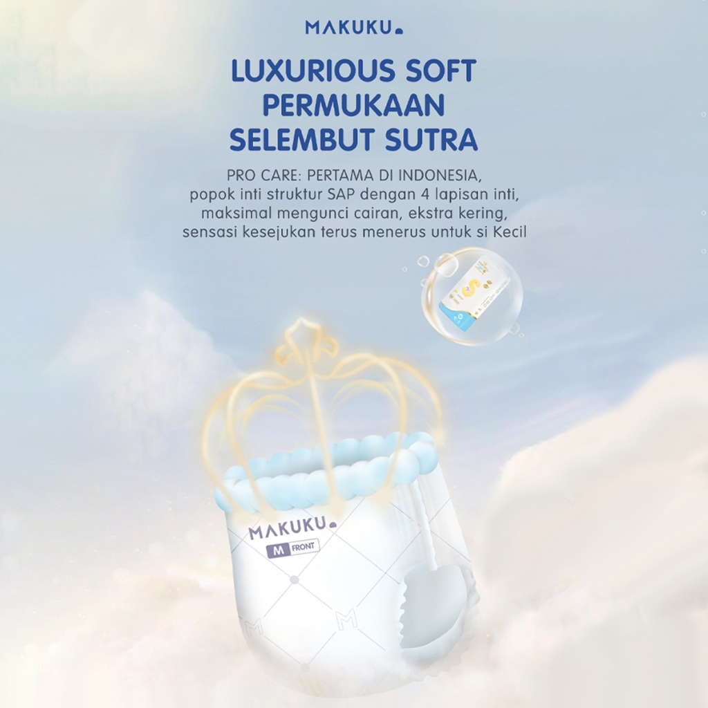[4 PACK] MAKUKU SAP DIAPERS PRO CARE TAPE/PANTS NB28/S42/M36/L34/XL32/XXL28 / Popok bayi Tipis SAP anti gumpal cepat kering sekali pakai perlengkapan bayi baru lahir / Popok Newborn - Gambar 2