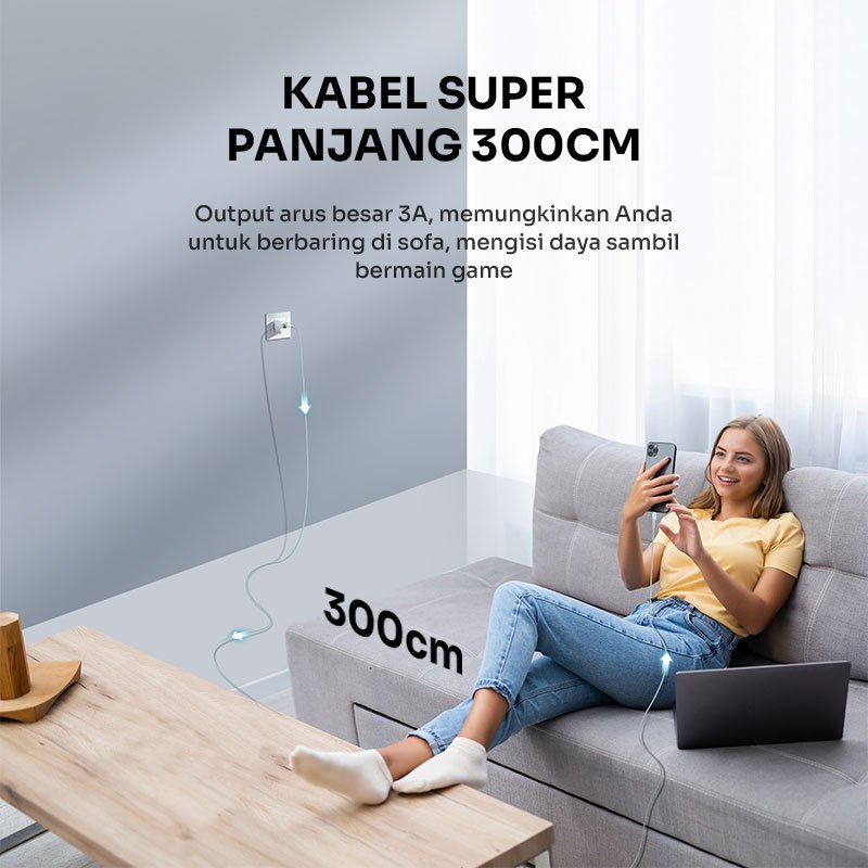 Robot Kabel Data 3A 300cm Micro USB Type C - Gambar 4