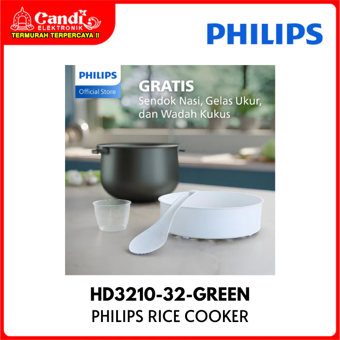 PHILIPS Rice Cooker Penanak Nasi Kapasitas 1,8 Liter Fresh Defense HD3210-32-GREEN - Gambar 4